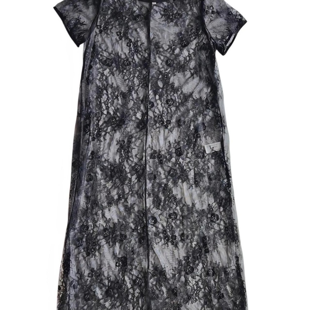 🖤 Sheer Lace Black Maxi Dress Romantic Goth Fairycore Boho Whimsigoth